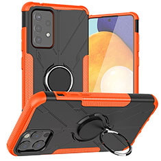 Custodia Silicone e Plastica Opaca Cover con Magnetico Anello Supporto J01X per Samsung Galaxy A72 5G Arancione