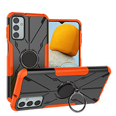 Custodia Silicone e Plastica Opaca Cover con Magnetico Anello Supporto J01X per Samsung Galaxy F23 5G Arancione
