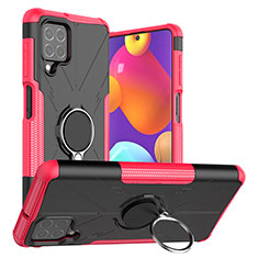 Custodia Silicone e Plastica Opaca Cover con Magnetico Anello Supporto J01X per Samsung Galaxy F62 5G Rosa Caldo