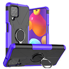 Custodia Silicone e Plastica Opaca Cover con Magnetico Anello Supporto J01X per Samsung Galaxy F62 5G Viola