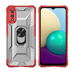 Custodia Silicone e Plastica Opaca Cover con Magnetico Anello Supporto J02S per Samsung Galaxy M02 Rosso
