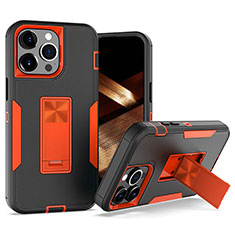 Custodia Silicone e Plastica Opaca Cover con Magnetico Anello Supporto J03S per Apple iPhone 13 Pro Max Arancione