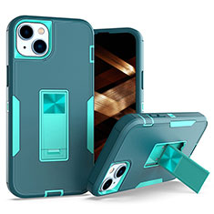 Custodia Silicone e Plastica Opaca Cover con Magnetico Anello Supporto J03S per Apple iPhone 13 Verde
