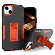 Custodia Silicone e Plastica Opaca Cover con Magnetico Anello Supporto J03S per Apple iPhone 14 Arancione