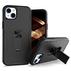 Custodia Silicone e Plastica Opaca Cover con Magnetico Anello Supporto J03S per Apple iPhone 15 Plus Nero