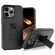 Custodia Silicone e Plastica Opaca Cover con Magnetico Anello Supporto J03S per Apple iPhone 15 Pro Max Nero