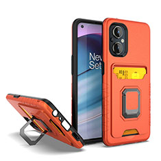 Custodia Silicone e Plastica Opaca Cover con Magnetico Anello Supporto J03S per Oppo Reno7 Z 5G Arancione