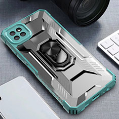 Custodia Silicone e Plastica Opaca Cover con Magnetico Anello Supporto J03S per Samsung Galaxy A22 5G Verde