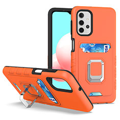 Custodia Silicone e Plastica Opaca Cover con Magnetico Anello Supporto J03S per Samsung Galaxy A32 4G Arancione