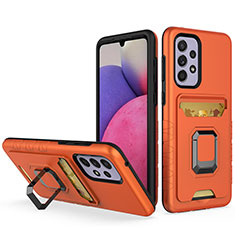 Custodia Silicone e Plastica Opaca Cover con Magnetico Anello Supporto J03S per Samsung Galaxy A33 5G Arancione