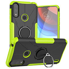 Custodia Silicone e Plastica Opaca Cover con Magnetico Anello Supporto JX1 per Motorola Moto E7 Power Verde