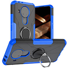 Custodia Silicone e Plastica Opaca Cover con Magnetico Anello Supporto JX1 per Nokia 5.4 Blu