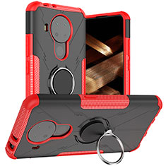 Custodia Silicone e Plastica Opaca Cover con Magnetico Anello Supporto JX1 per Nokia 5.4 Rosso