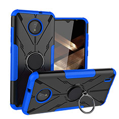 Custodia Silicone e Plastica Opaca Cover con Magnetico Anello Supporto JX1 per Nokia C10 Blu