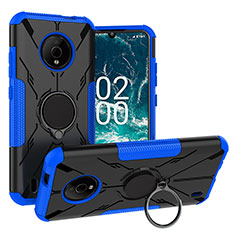 Custodia Silicone e Plastica Opaca Cover con Magnetico Anello Supporto JX1 per Nokia C200 Blu