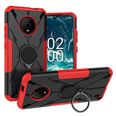 Custodia Silicone e Plastica Opaca Cover con Magnetico Anello Supporto JX1 per Nokia C200 Rosso