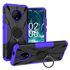 Custodia Silicone e Plastica Opaca Cover con Magnetico Anello Supporto JX1 per Nokia C200 Viola