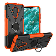 Custodia Silicone e Plastica Opaca Cover con Magnetico Anello Supporto JX1 per Nokia C30 Arancione
