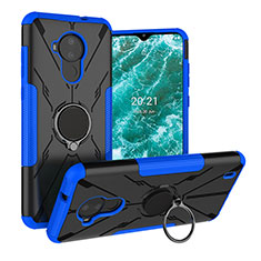 Custodia Silicone e Plastica Opaca Cover con Magnetico Anello Supporto JX1 per Nokia C30 Blu