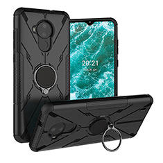 Custodia Silicone e Plastica Opaca Cover con Magnetico Anello Supporto JX1 per Nokia C30 Nero