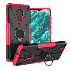 Custodia Silicone e Plastica Opaca Cover con Magnetico Anello Supporto JX1 per Nokia C30 Rosa Caldo