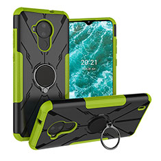 Custodia Silicone e Plastica Opaca Cover con Magnetico Anello Supporto JX1 per Nokia C30 Verde