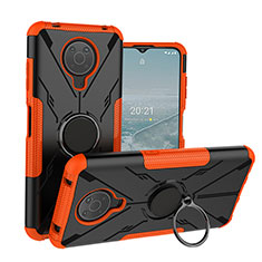 Custodia Silicone e Plastica Opaca Cover con Magnetico Anello Supporto JX1 per Nokia G10 Arancione