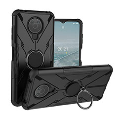 Custodia Silicone e Plastica Opaca Cover con Magnetico Anello Supporto JX1 per Nokia G10 Nero