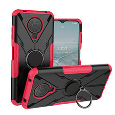Custodia Silicone e Plastica Opaca Cover con Magnetico Anello Supporto JX1 per Nokia G10 Rosa Caldo