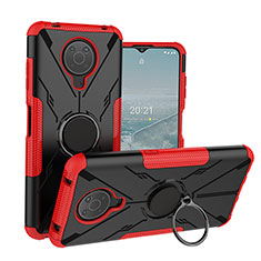 Custodia Silicone e Plastica Opaca Cover con Magnetico Anello Supporto JX1 per Nokia G10 Rosso
