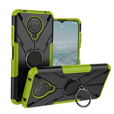 Custodia Silicone e Plastica Opaca Cover con Magnetico Anello Supporto JX1 per Nokia G10 Verde