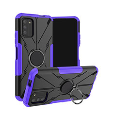 Custodia Silicone e Plastica Opaca Cover con Magnetico Anello Supporto JX1 per Nokia G100 Viola