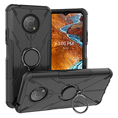 Custodia Silicone e Plastica Opaca Cover con Magnetico Anello Supporto JX1 per Nokia G300 5G Nero