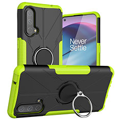 Custodia Silicone e Plastica Opaca Cover con Magnetico Anello Supporto JX1 per OnePlus Nord CE 5G Verde