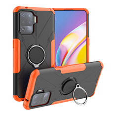 Custodia Silicone e Plastica Opaca Cover con Magnetico Anello Supporto JX1 per Oppo A94 4G Arancione