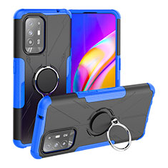 Custodia Silicone e Plastica Opaca Cover con Magnetico Anello Supporto JX1 per Oppo A95 5G Blu