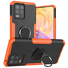 Custodia Silicone e Plastica Opaca Cover con Magnetico Anello Supporto JX1 per Realme 8 4G Arancione