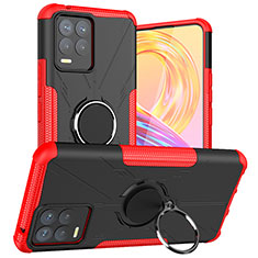 Custodia Silicone e Plastica Opaca Cover con Magnetico Anello Supporto JX1 per Realme 8 Pro Rosso