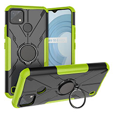 Custodia Silicone e Plastica Opaca Cover con Magnetico Anello Supporto JX1 per Realme C21Y Verde
