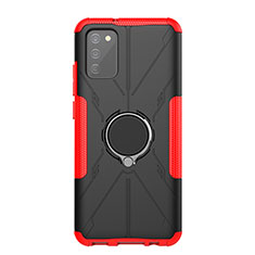 Custodia Silicone e Plastica Opaca Cover con Magnetico Anello Supporto JX1 per Samsung Galaxy A02s Rosso