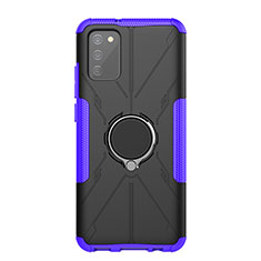 Custodia Silicone e Plastica Opaca Cover con Magnetico Anello Supporto JX1 per Samsung Galaxy A02s Viola