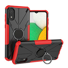 Custodia Silicone e Plastica Opaca Cover con Magnetico Anello Supporto JX1 per Samsung Galaxy A03 Core Rosso