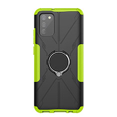 Custodia Silicone e Plastica Opaca Cover con Magnetico Anello Supporto JX1 per Samsung Galaxy A03s Verde