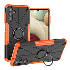 Custodia Silicone e Plastica Opaca Cover con Magnetico Anello Supporto JX1 per Samsung Galaxy A04s Arancione