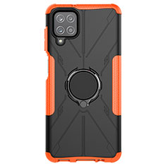 Custodia Silicone e Plastica Opaca Cover con Magnetico Anello Supporto JX1 per Samsung Galaxy A12 5G Arancione