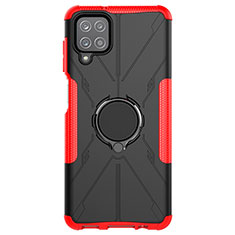 Custodia Silicone e Plastica Opaca Cover con Magnetico Anello Supporto JX1 per Samsung Galaxy A12 Nacho Rosso