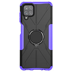 Custodia Silicone e Plastica Opaca Cover con Magnetico Anello Supporto JX1 per Samsung Galaxy A12 Nacho Viola