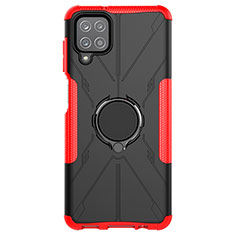 Custodia Silicone e Plastica Opaca Cover con Magnetico Anello Supporto JX1 per Samsung Galaxy A12 Rosso