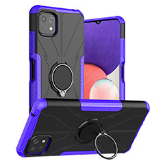 Custodia Silicone e Plastica Opaca Cover con Magnetico Anello Supporto JX1 per Samsung Galaxy A22 5G Viola