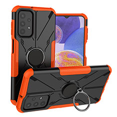 Custodia Silicone e Plastica Opaca Cover con Magnetico Anello Supporto JX1 per Samsung Galaxy A23 5G Arancione